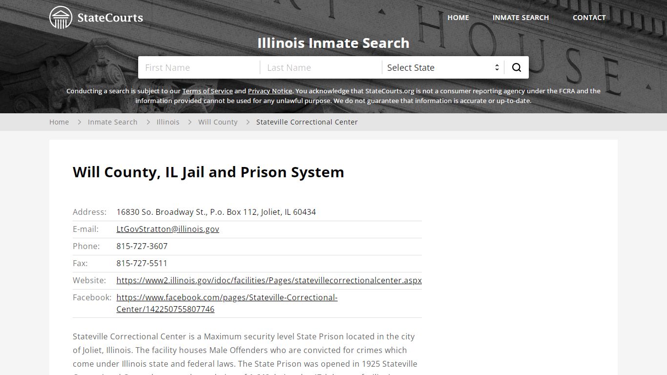 Stateville Correctional Center Inmate Records Search, Illinois ...