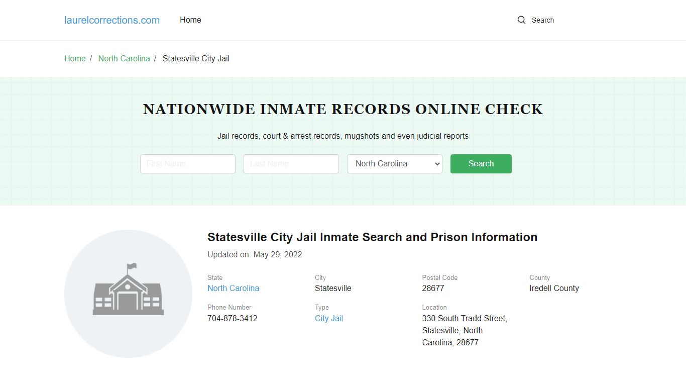 Statesville City Jail Inmate Search and Prison Information - Laurel County