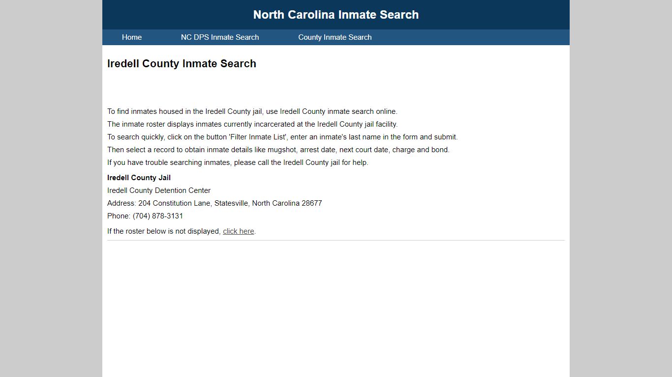 Iredell County Inmate Search